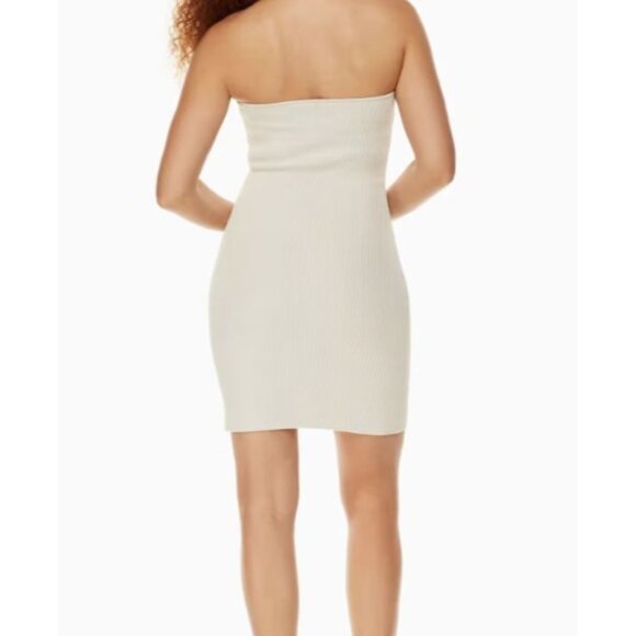 Aritzia Babaton Sculpt Knit Tube Ribbed Dress Matte Pearl Women's Large /n2 - Picture 2 of 9